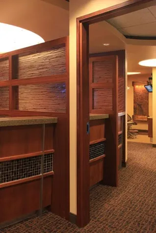 Front desk and doorway at Fisher Jones Family Dentistry