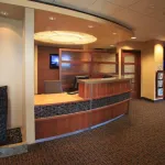 Front desk and waiting area at Fisher Jones Family Dentistry