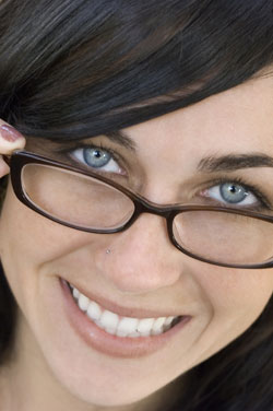A woman smiling